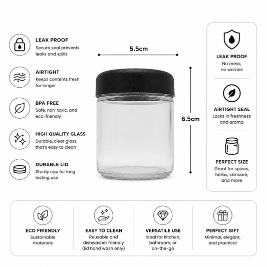 Jar 3oz Round Clear Black Slim