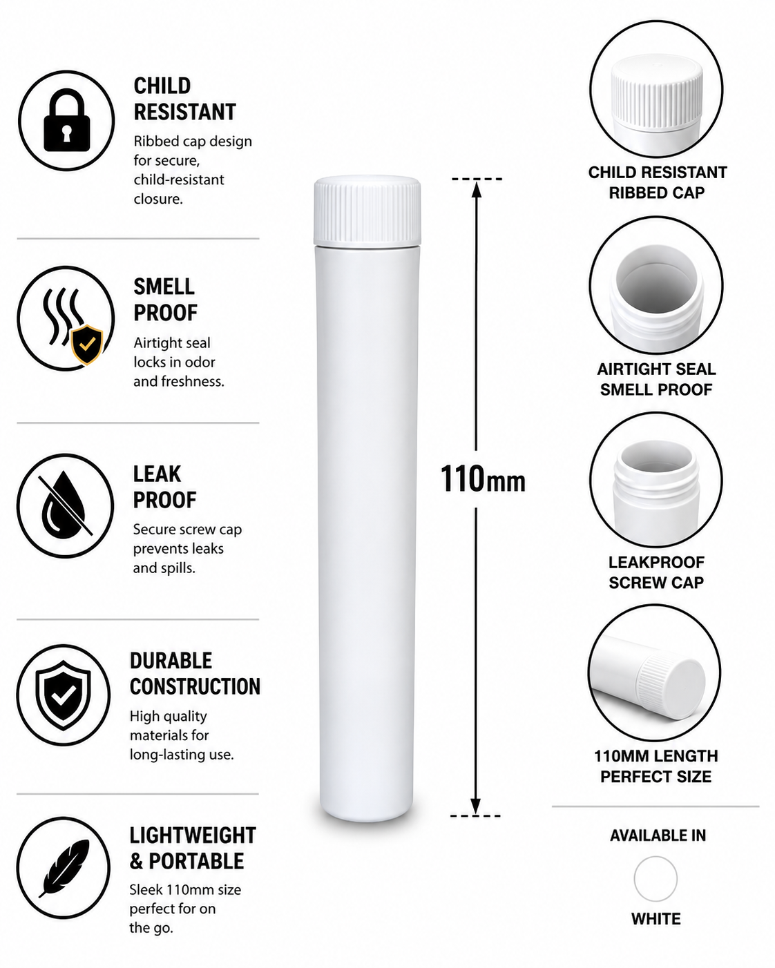 J-Tube 110MM Screwcap CR Solid 600CT