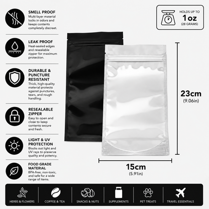 Mylar Bag 1OZ Single Zipper 50ct