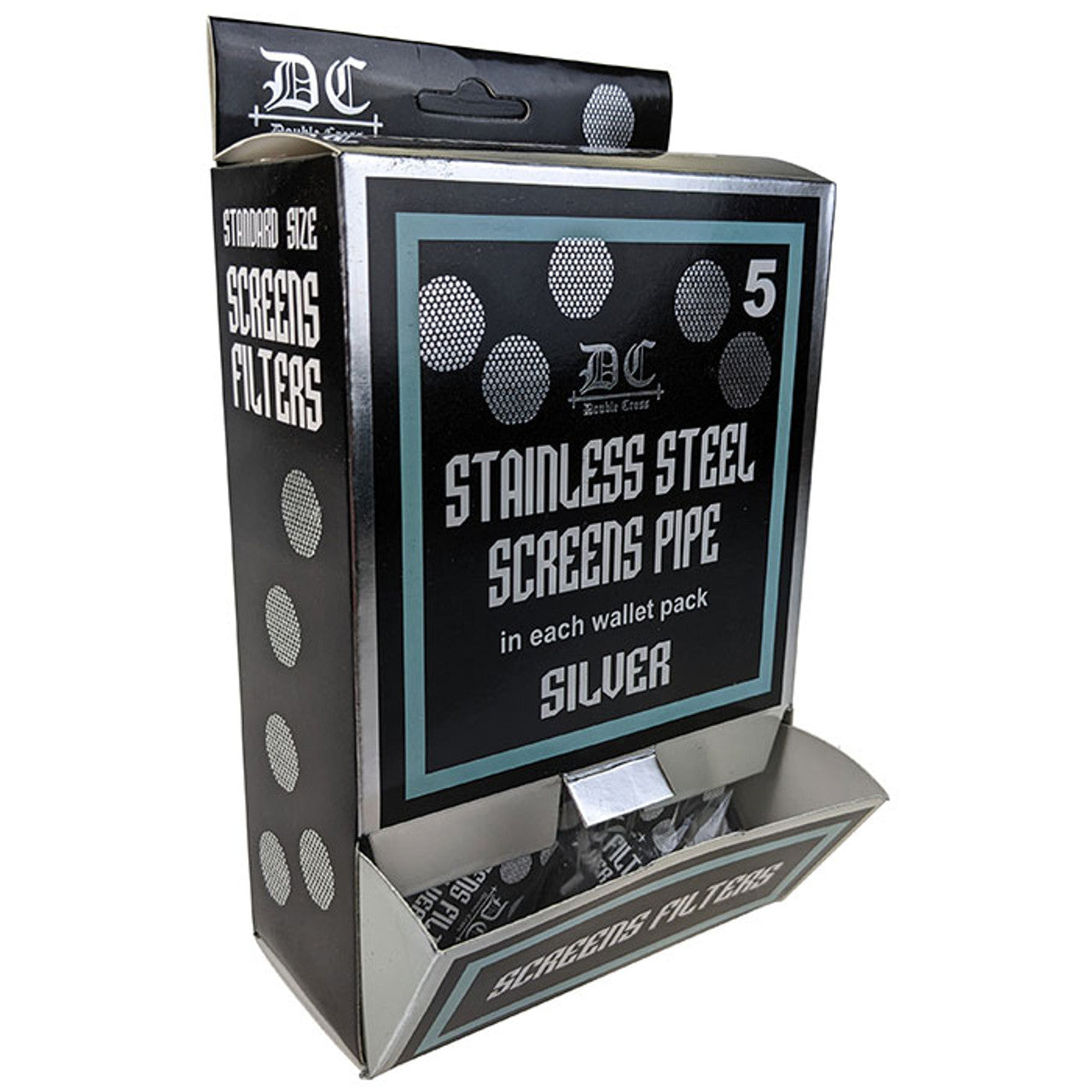 Double Cross Standard Size Screen Filters Stainless Steel Silver 5CT/ 100CT