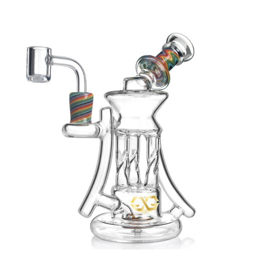 Glass Guru Waterpipe 8" Recycler Mixed Colors