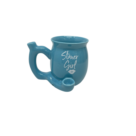 Handpipe Ceramic Mug Stoner Girl Blue