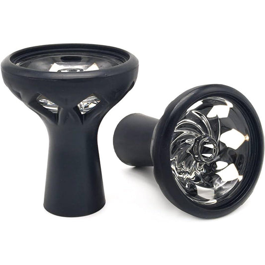 Hookah Bowl Funnel Silicone + Glass Dish Black