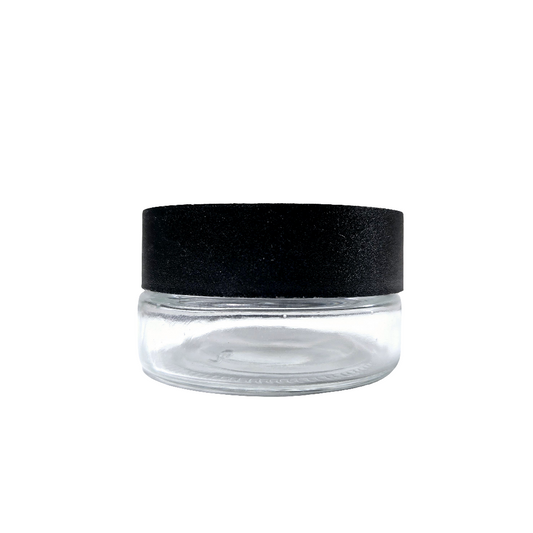 Jar 1oz Clear Black Flat Lid