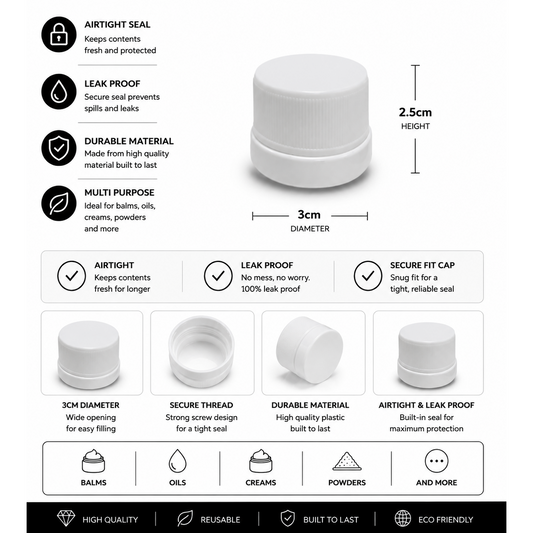 Jar 5ML Round Opaque White Ridged Lid 480ct Case