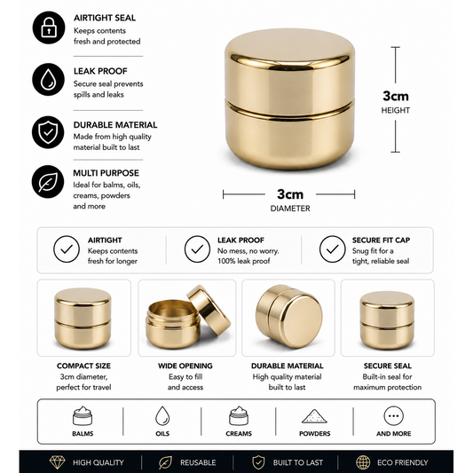 Jar 5ML Round UV Gold Chrome 480ct Case