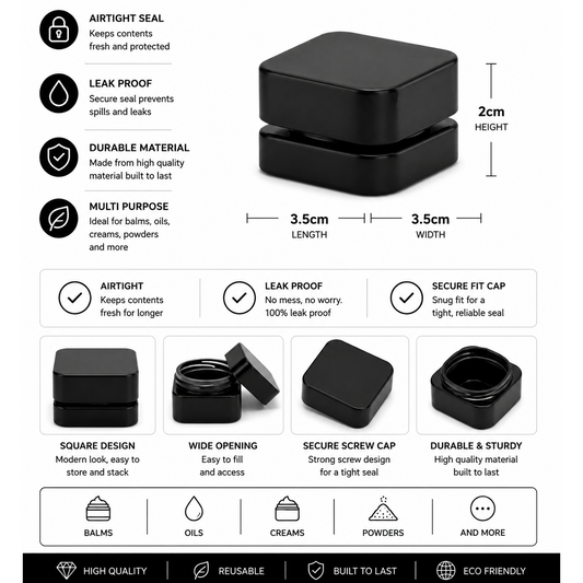 Jar 5ML Square Black 480ct Case
