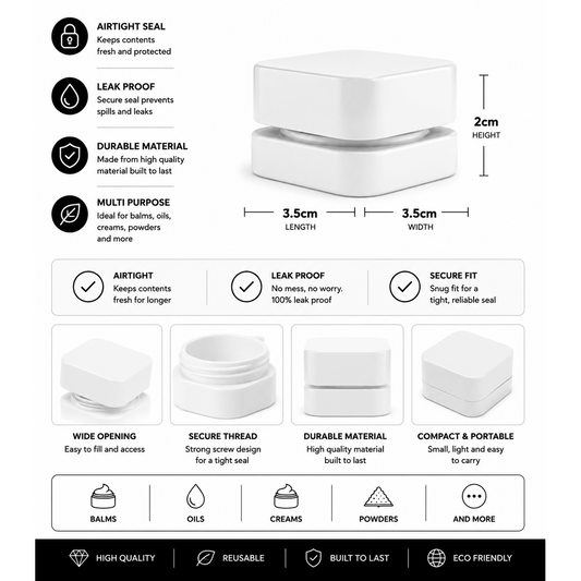 Jar 5ML Square White 480ct Case
