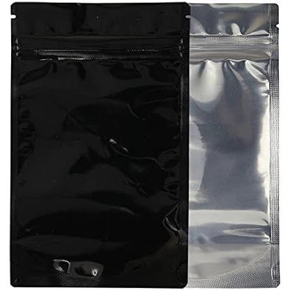 Mylar Bag 1/2OZ Clear Black Single Zipper 50CT