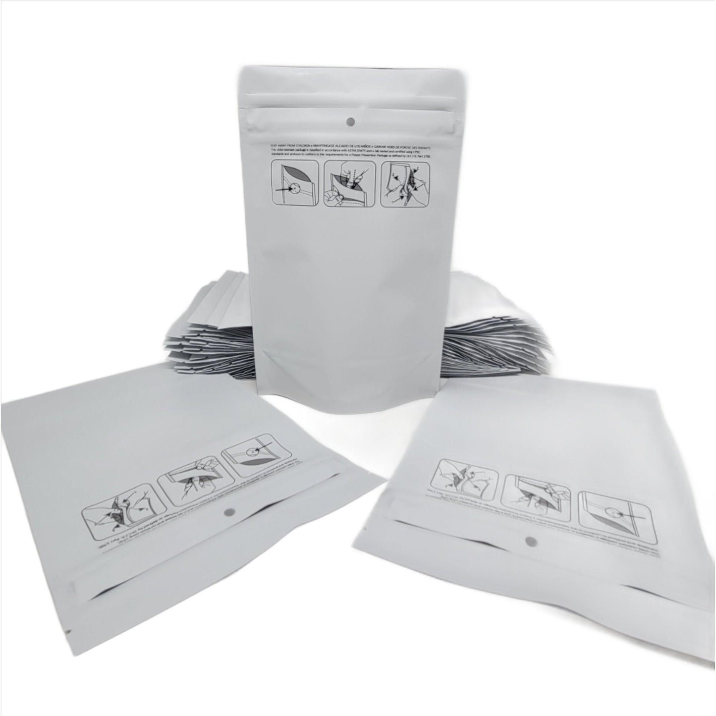 Mylar Bag 1/2OZ Opaque White Double Zipper 100CT