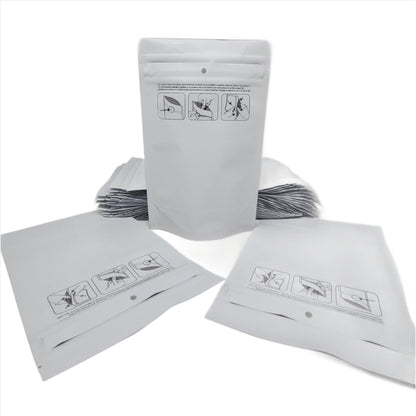 Mylar Bag 1/2OZ Opaque White Double Zipper 100CT