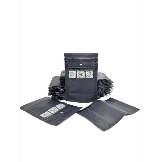 Mylar Bag 1G Opaque Black Double Zipper 100CT