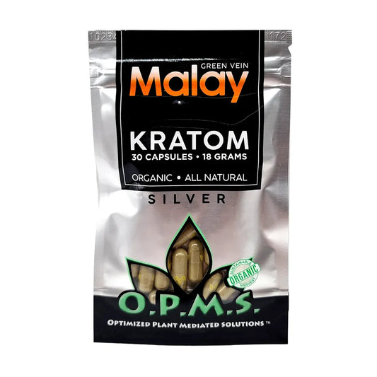 OPMS Kratom Caps 30CT Silver Malay Green