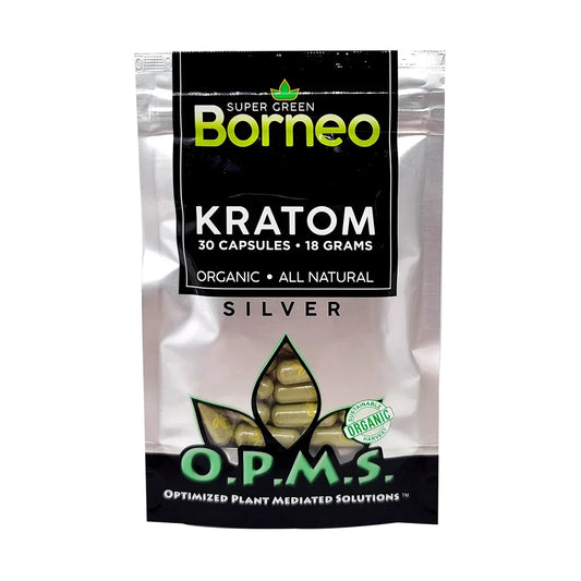 OPMS Kratom Caps 30CT Silver Super Green Borneo