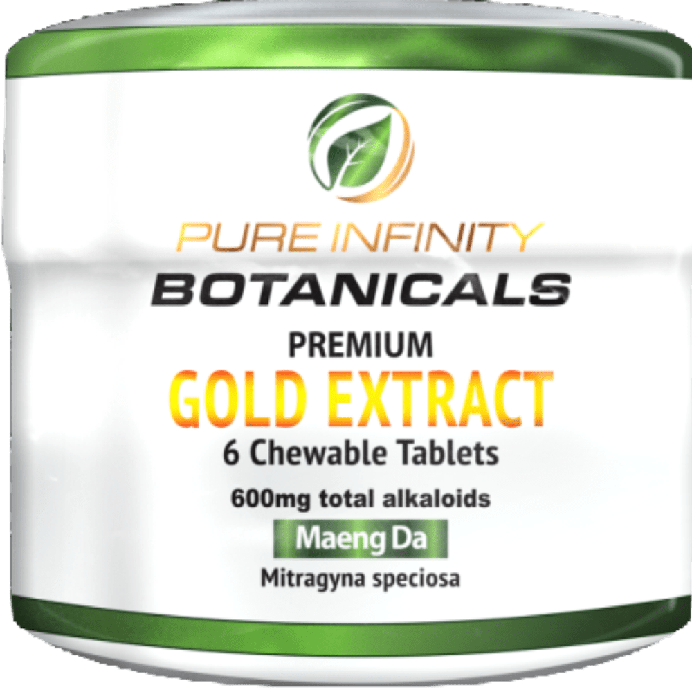 Pure Infinity Botanicals Kratom Chewable Tablets 6CT Gold Extract Maeng Da
