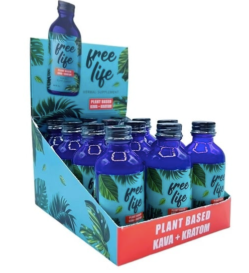 FREE LIFE 60ML Kava + Kratom Extra Strength 12CT
