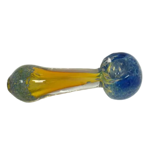 Handpipe 4" Fumed Blue/Gold Design
