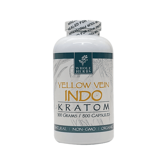 Whole Herbs Kratom Caps 500CT Indo Yellow