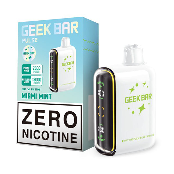 Geek Bar 0% Nicotine Disposable Vape Pulse 15000 Puffs Miami Mint 5CT Box